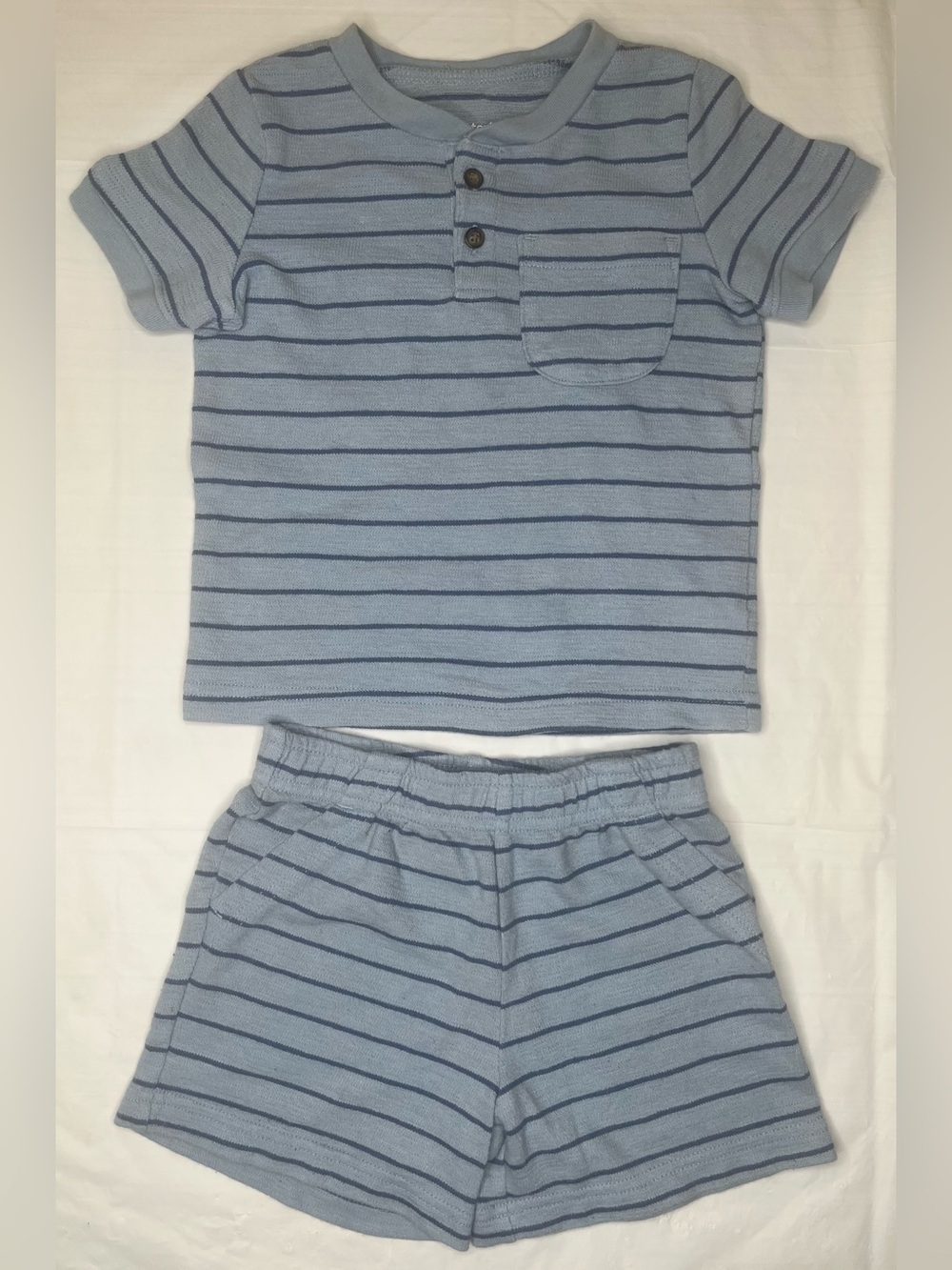 Carter's Light Blue and Navy Striped Outfit Set 24m